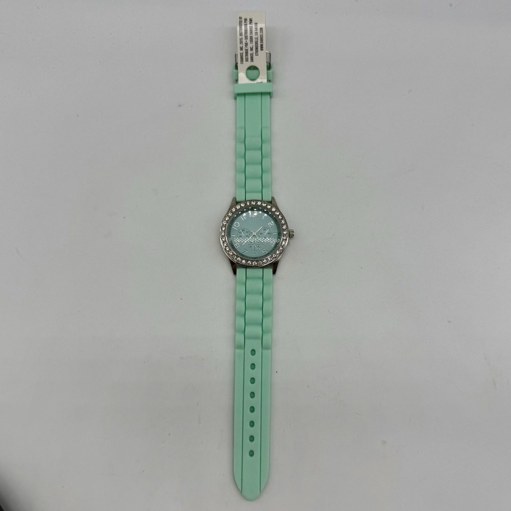Traditional Teal Green Color & Faux Diamond Watch Brand New